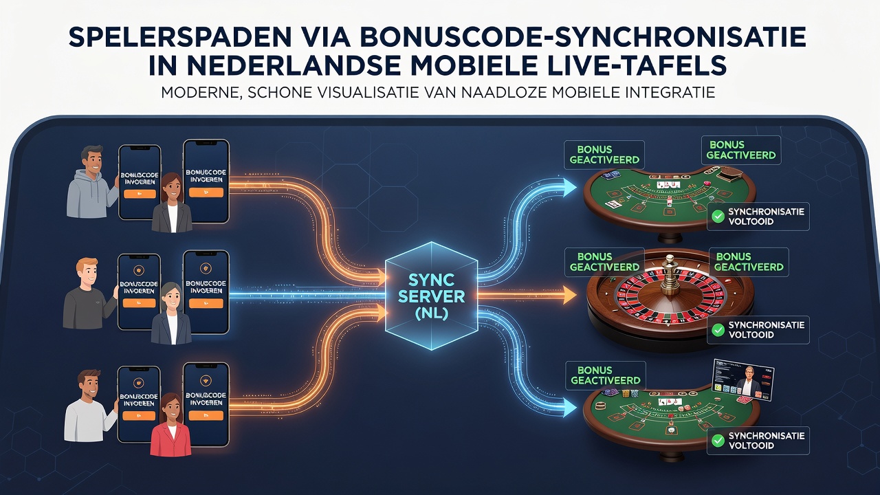 Diagram van spelerstrajecten door bonus synchronisatie naar live tafels